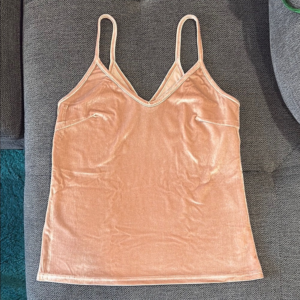 Pink/peach velvet tank top size small